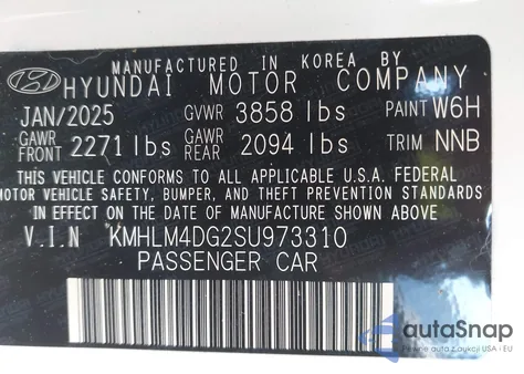 2025 Hyundai Elantra Sel Sport z USA, uszkodzony, nr VIN KMHLM4DG2SU973310